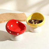 Mushroom Shaped Elevated Ceramic Cat Bowl