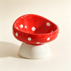 Mushroom Shaped Elevated Ceramic Cat Bowl