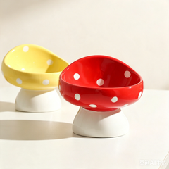 Mushroom Shaped Elevated Ceramic Cat Bowl
