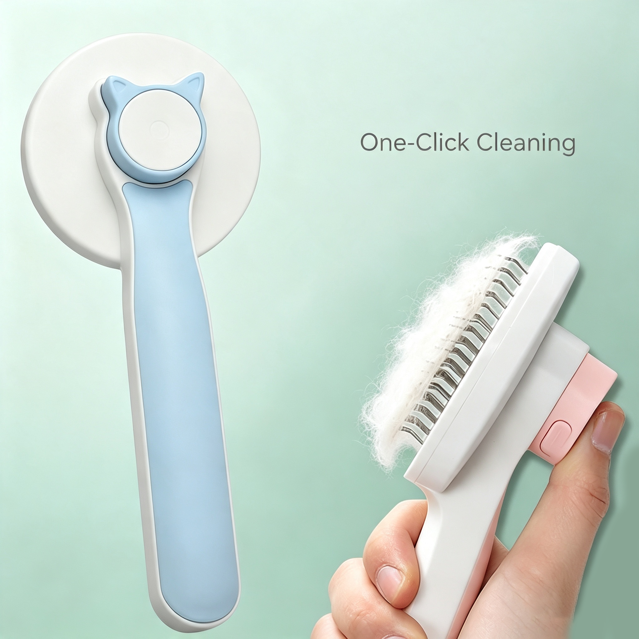 One-Click Self-Cleaning Pet Slicker Brush